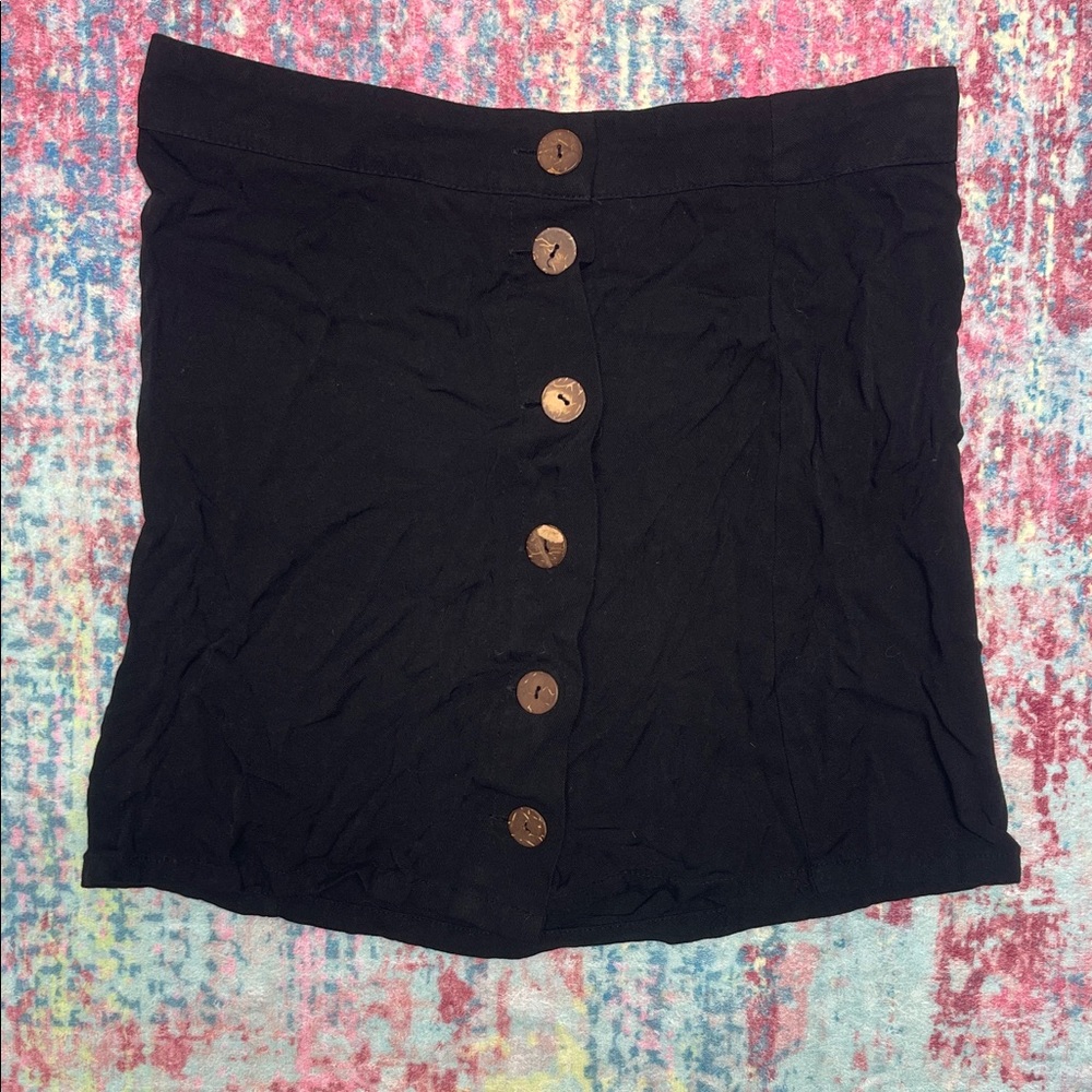 Forever 21 Black Button-Front Tube Top with Wooden Buttons